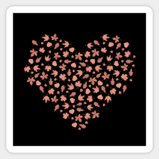 Autumn leaves heart Orange Peach version Sticker